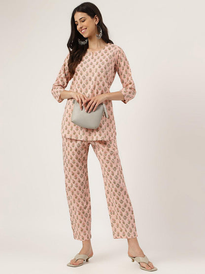 Soft Pink Printed Loungewear/Nightwear | LASVINI - Redefining Indian Fashion with Elegance