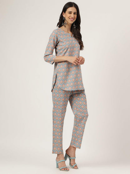 Sky Blue Printed Loungewear/Nightwear | LASVINI - Redefining Indian Fashion with Elegance