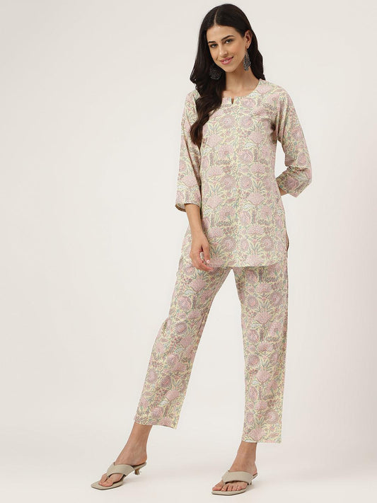 Yellow Printed Loungewear/Nightwear | LASVINI - Redefining Indian Fashion with Elegance