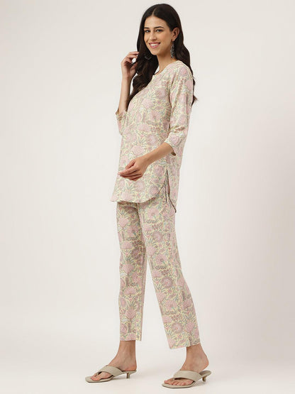 Yellow Printed Loungewear/Nightwear | LASVINI - Redefining Indian Fashion with Elegance