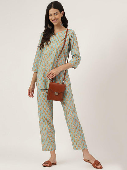 Light Green Printed Loungewear/Nightwear | LASVINI - Redefining Indian Fashion with Elegance