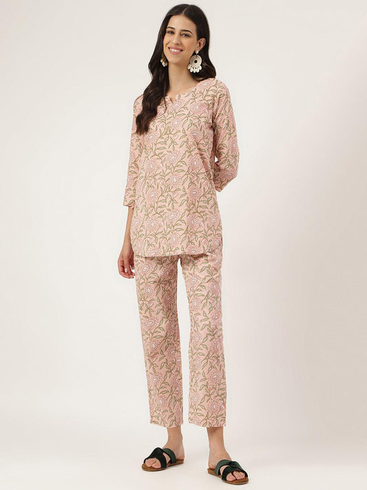 Pink Printed Loungewear/Nightwear | LASVINI - Redefining Indian Fashion with Elegance