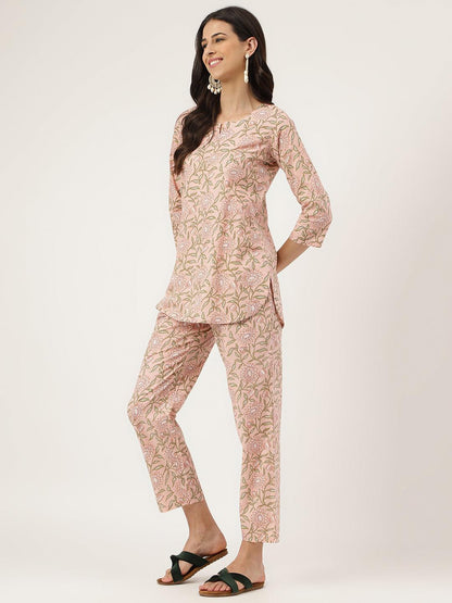 Pink Printed Loungewear/Nightwear | LASVINI - Redefining Indian Fashion with Elegance