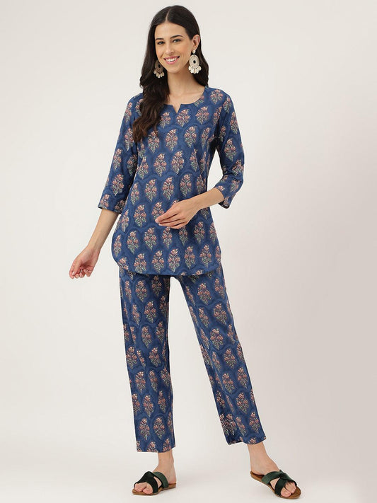 Blue Printed Loungewear/Nightwear | LASVINI - Redefining Indian Fashion with Elegance
