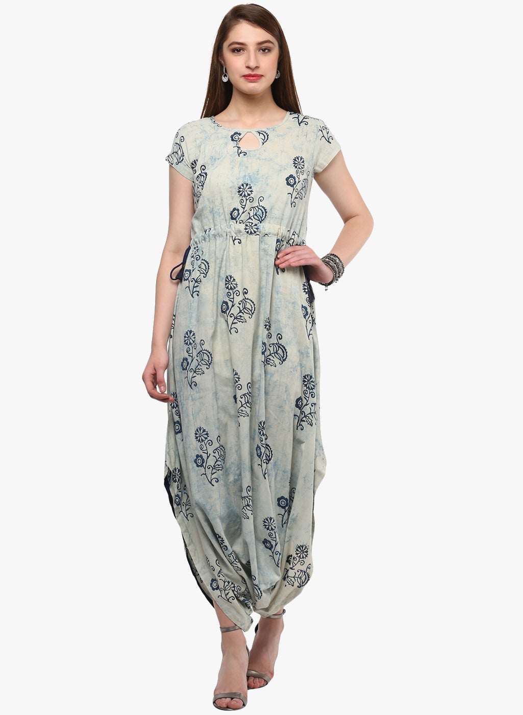 Women'S Indigo Hand Block Dhoti Style Cotton Jumpsuit | LASVINI - Redefining Indian Fashion with Elegance