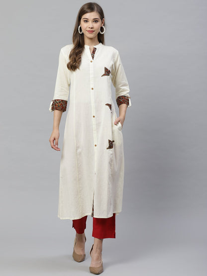Women'S Sequin Work Cotton Flex Off White Kurta | LASVINI - Redefining Indian Fashion with Elegance