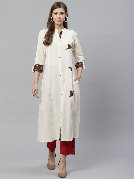 Women'S Sequin Work Cotton Flex Off White Kurta | LASVINI - Redefining Indian Fashion with Elegance