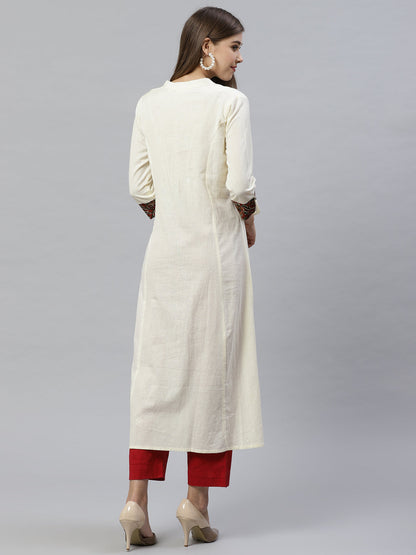 Women'S Sequin Work Cotton Flex Off White Kurta | LASVINI - Redefining Indian Fashion with Elegance