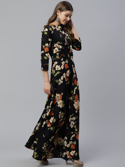 Women'S Black Floor Length Rayon Kurti | LASVINI - Redefining Indian Fashion with Elegance
