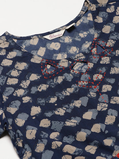 Women'S Indigo A Line Cotton Kurta | LASVINI - Redefining Indian Fashion with Elegance