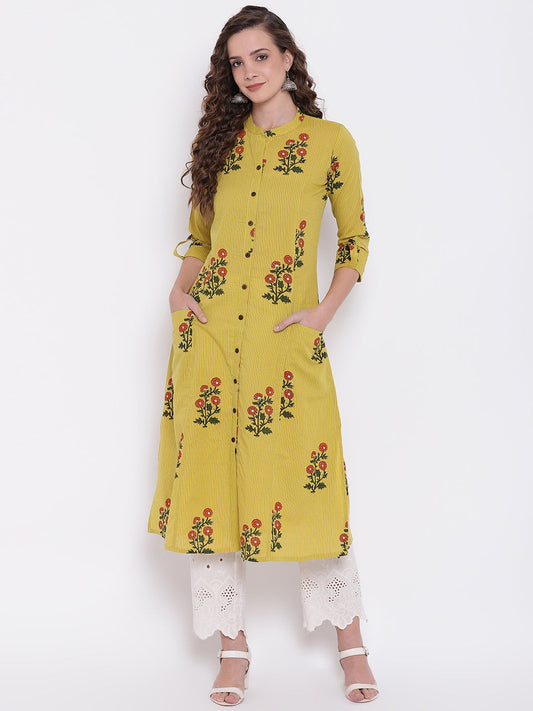 Women'S Lemon Yellow Straight Cotton Kurta | LASVINI - Redefining Indian Fashion with Elegance