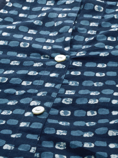 Women'S Navy Blue Printed A- Line Kurta | LASVINI - Redefining Indian Fashion with Elegance