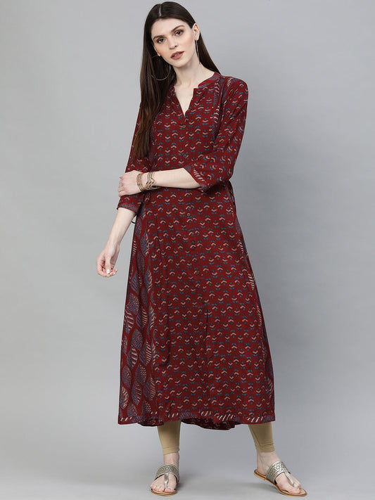 Women'S Maroon Rayon Kurta | LASVINI - Redefining Indian Fashion with Elegance