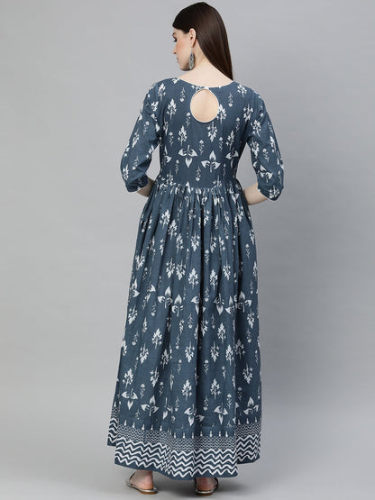 Women'S Grey Floor Length Cotton Kurta | LASVINI - Redefining Indian Fashion with Elegance