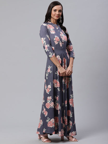 Women'S Grey Anarkali Kurta | LASVINI - Redefining Indian Fashion with Elegance