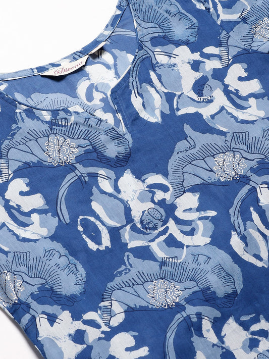 Women'S Blue Cotton Kurta With Mulmul Sharara | LASVINI - Redefining Indian Fashion with Elegance