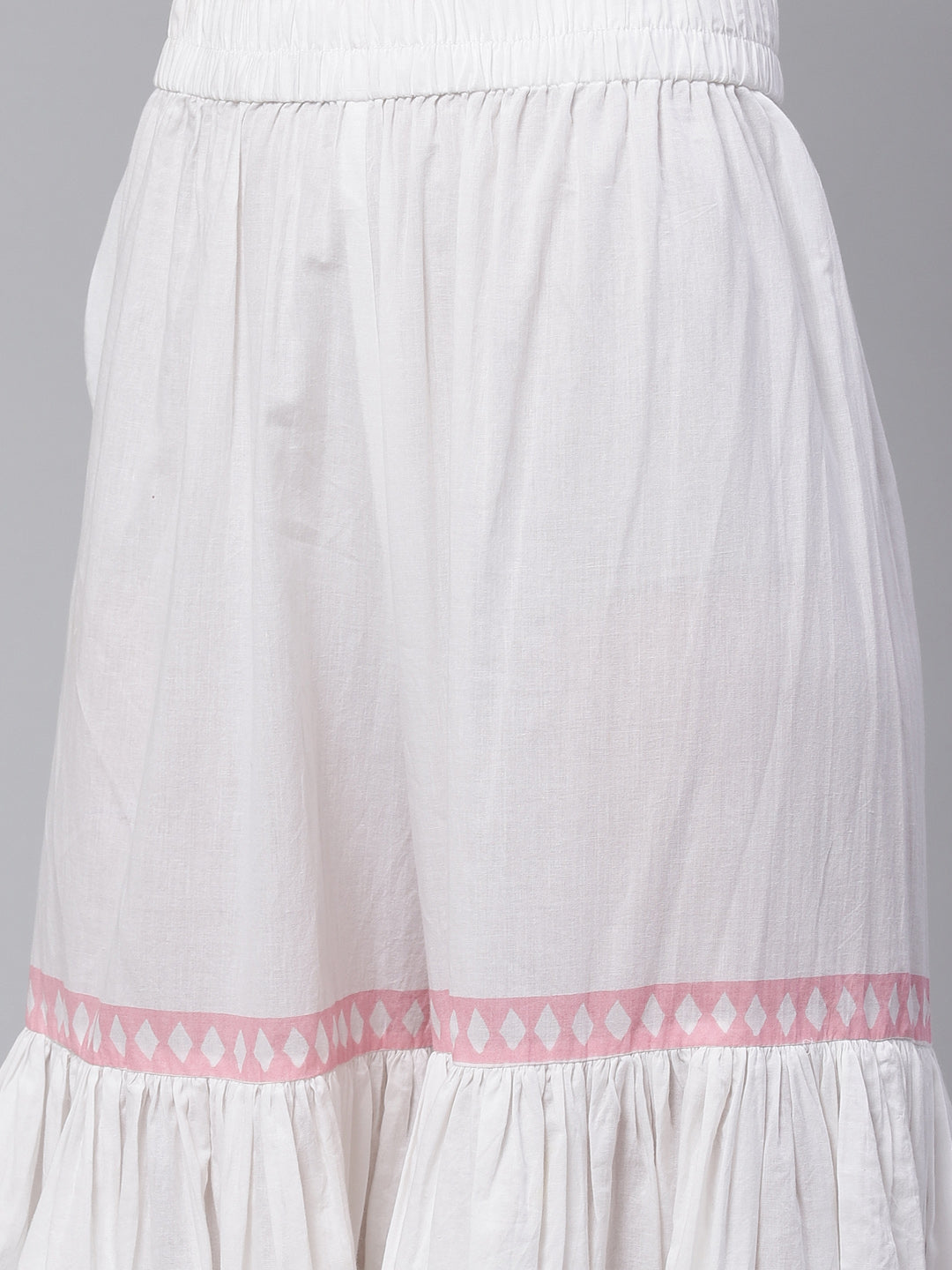 Women'S White Cotton Kurti Sharara With Kota Dori Dupatta | LASVINI - Redefining Indian Fashion with Elegance