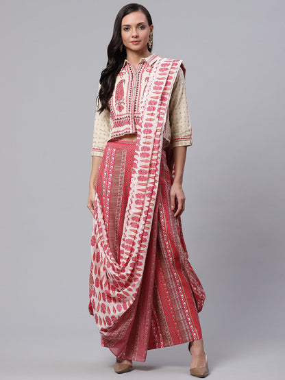 Women'S Drape Style Kurti Plazzo Set With Attached Dupatta | LASVINI - Redefining Indian Fashion with Elegance
