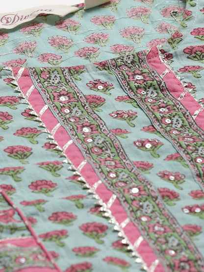 Women'S Blue Printed Straight Kurti With Palazzo | LASVINI - Redefining Indian Fashion with Elegance