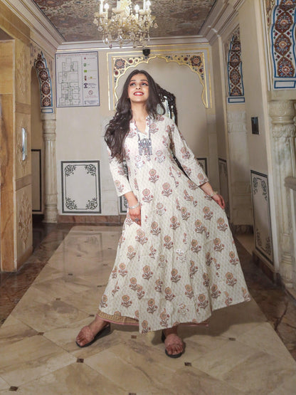 Ivory White Self Print Cotton Kurti With Palazzo Set | LASVINI - Redefining Indian Fashion with Elegance