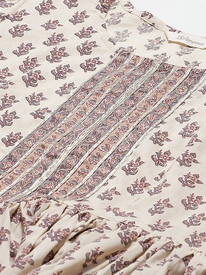 Women'S Cream Printed Sharara Set | LASVINI - Redefining Indian Fashion with Elegance