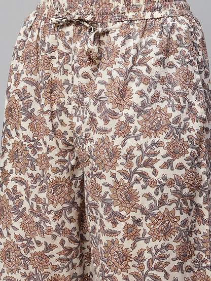 Women'S Cream Printed Sharara Set | LASVINI - Redefining Indian Fashion with Elegance