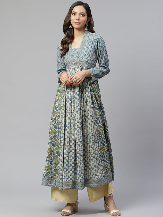Women'S Block Print Mulmul Kurta | LASVINI - Redefining Indian Fashion with Elegance