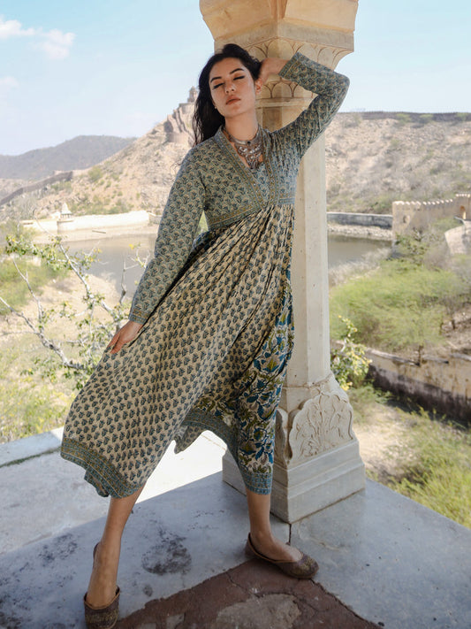 Women Block Print Mulmul Kurta | LASVINI - Redefining Indian Fashion with Elegance