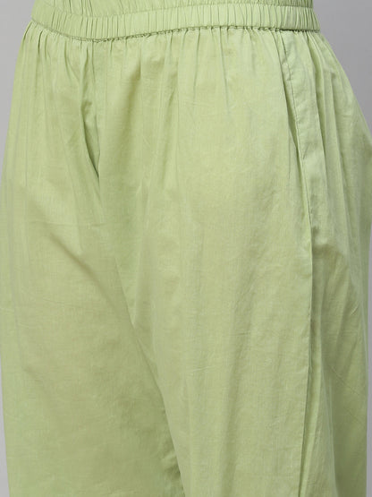 Women'S Green Cotton Kurta Pant Set | LASVINI - Redefining Indian Fashion with Elegance