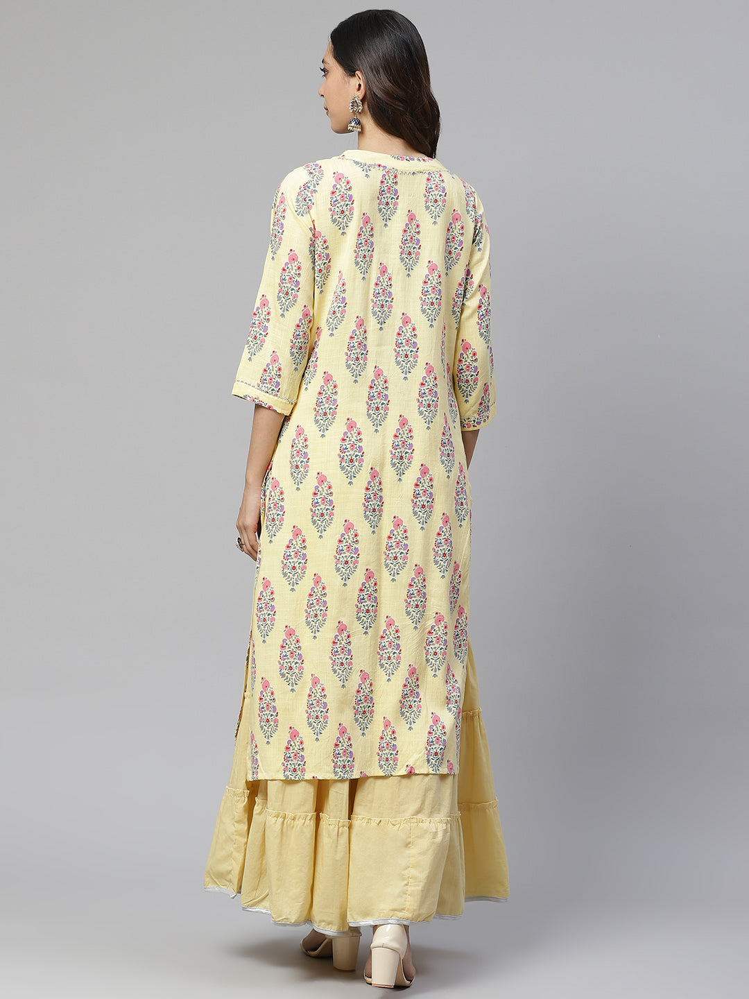 Women'S Yellow Rayon Printed Kurti Sharara Set | LASVINI - Redefining Indian Fashion with Elegance