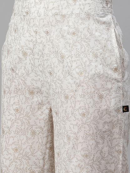 Women'S White Printed Kurta With Palazzo Set | LASVINI - Redefining Indian Fashion with Elegance