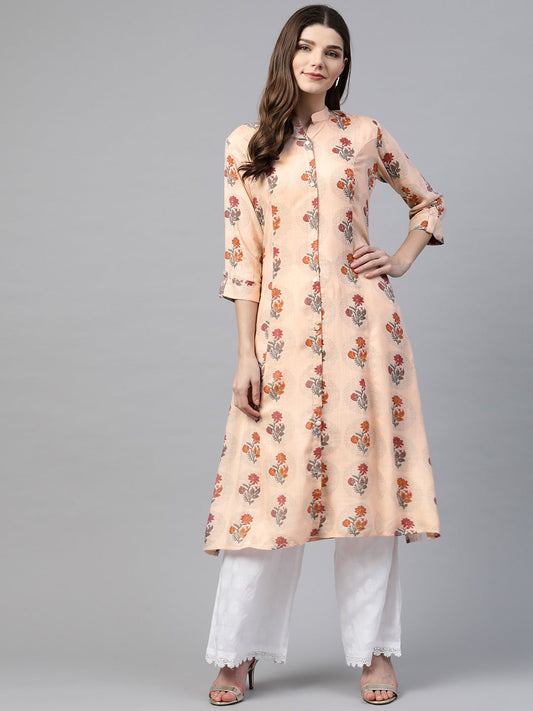 Women'S A-Line Pink Rayon Kurta | LASVINI - Redefining Indian Fashion with Elegance