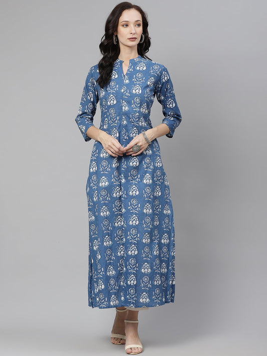 Women'S Blue Cotton Shrug Style Kurta | LASVINI - Redefining Indian Fashion with Elegance