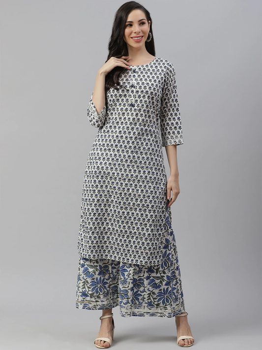 Women'S White Gota Work Kurta With Palazzo Set | LASVINI - Redefining Indian Fashion with Elegance
