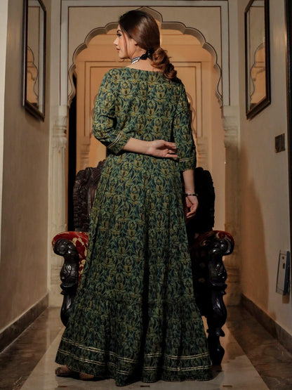 Dark Green Anarkali Kurta | LASVINI - Redefining Indian Fashion with Elegance