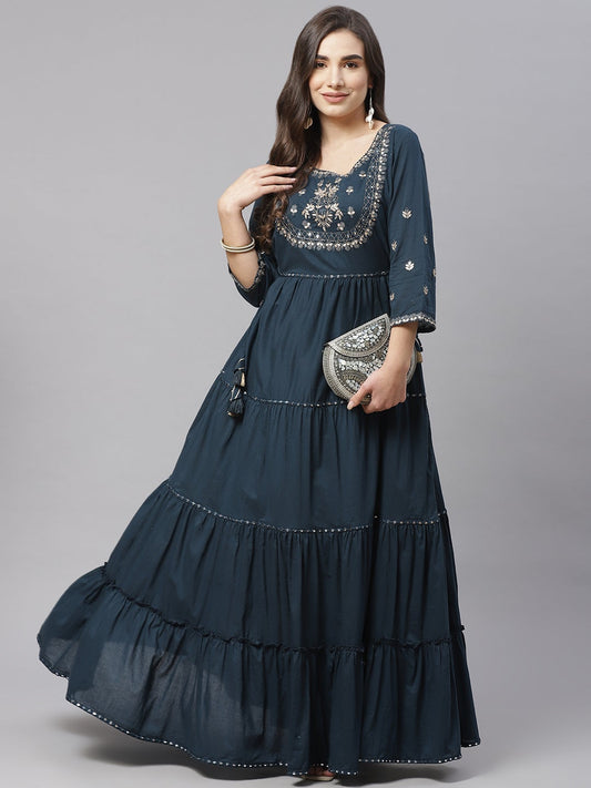 Women'S Teal Green Anarkali Kurta | LASVINI - Redefining Indian Fashion with Elegance