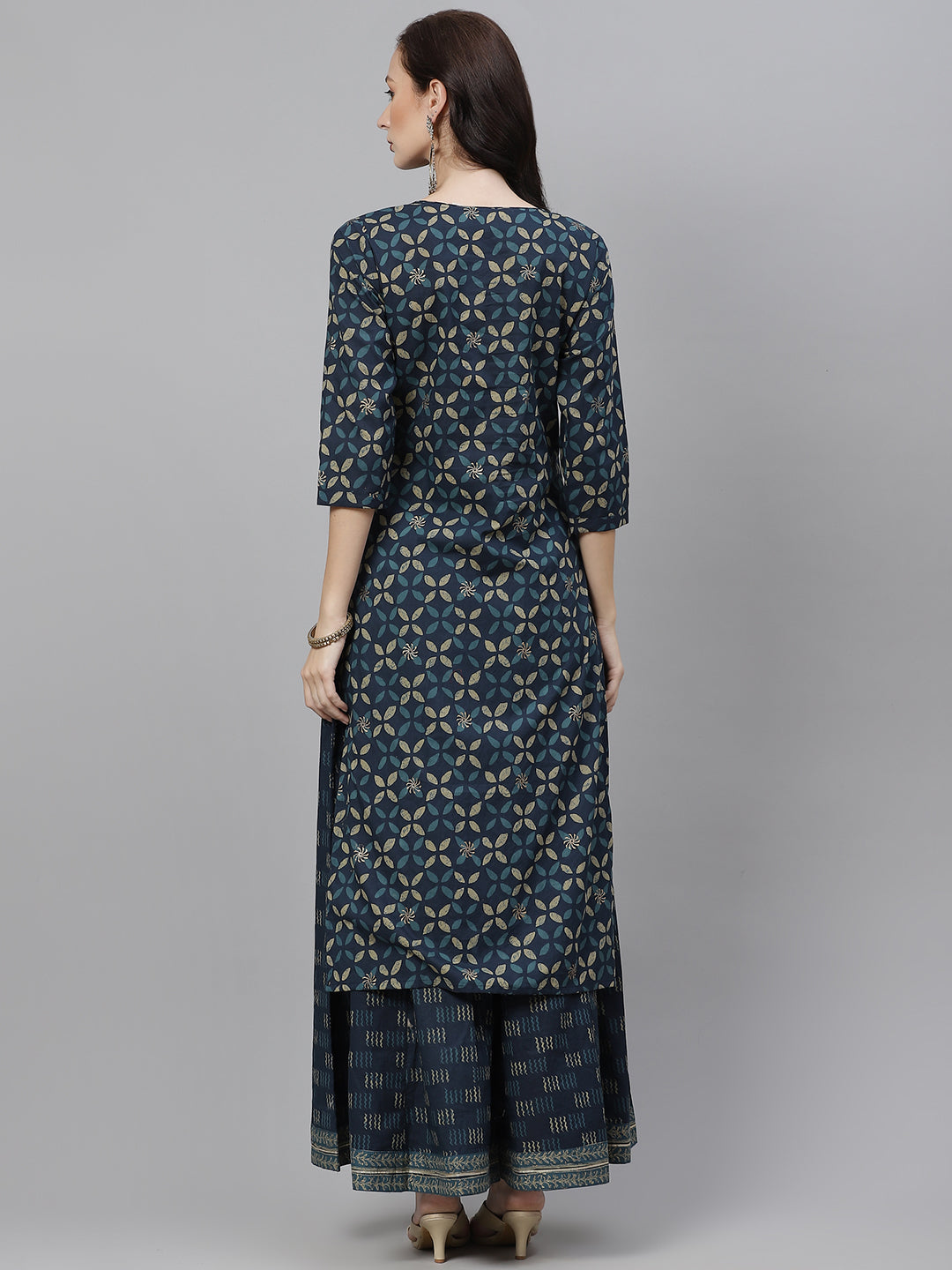 Women'S Indiogo Blue Kurta Set With Palazzo | LASVINI - Redefining Indian Fashion with Elegance