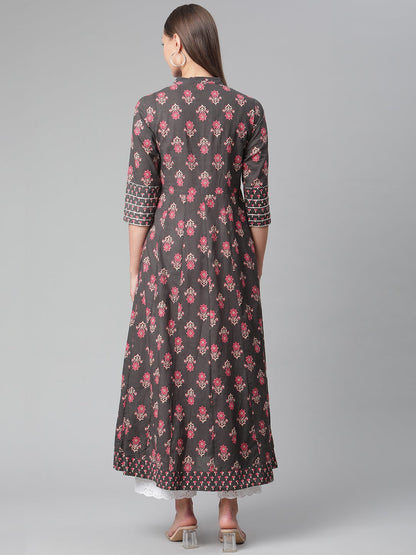 Women'S Brownish Black Anarkali Kurta | LASVINI - Redefining Indian Fashion with Elegance