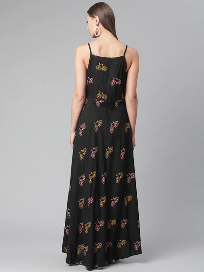 Women'S Black Rayon Long Dress | LASVINI - Redefining Indian Fashion with Elegance