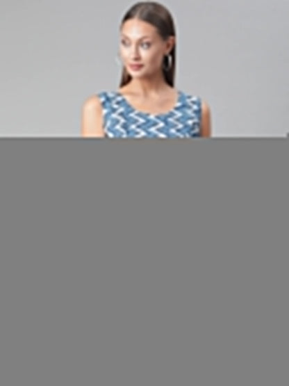 Women'S Blue Knee Length Cotton Dress | LASVINI - Redefining Indian Fashion with Elegance