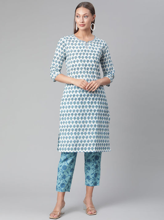 Women'S White Cotton Kurta Pant Set | LASVINI - Redefining Indian Fashion with Elegance