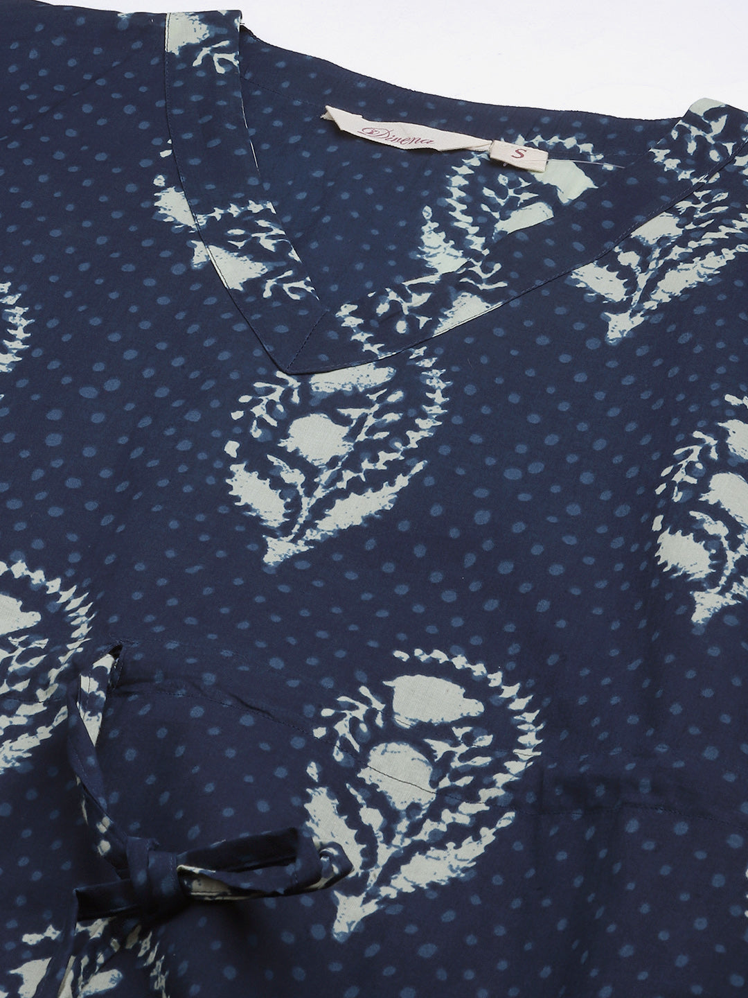 Women'S Blue Floral Cotton Kaftan | LASVINI - Redefining Indian Fashion with Elegance