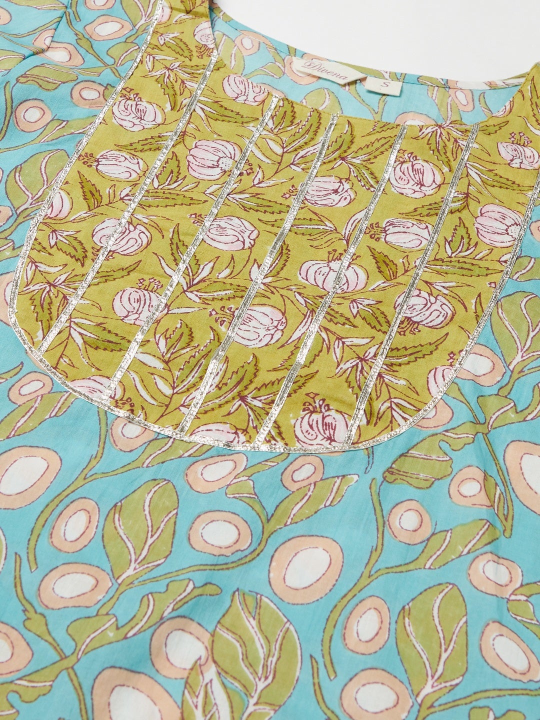 Women'S Sky Blue Floral Printed Cotton Kurta Pant Set | LASVINI - Redefining Indian Fashion with Elegance