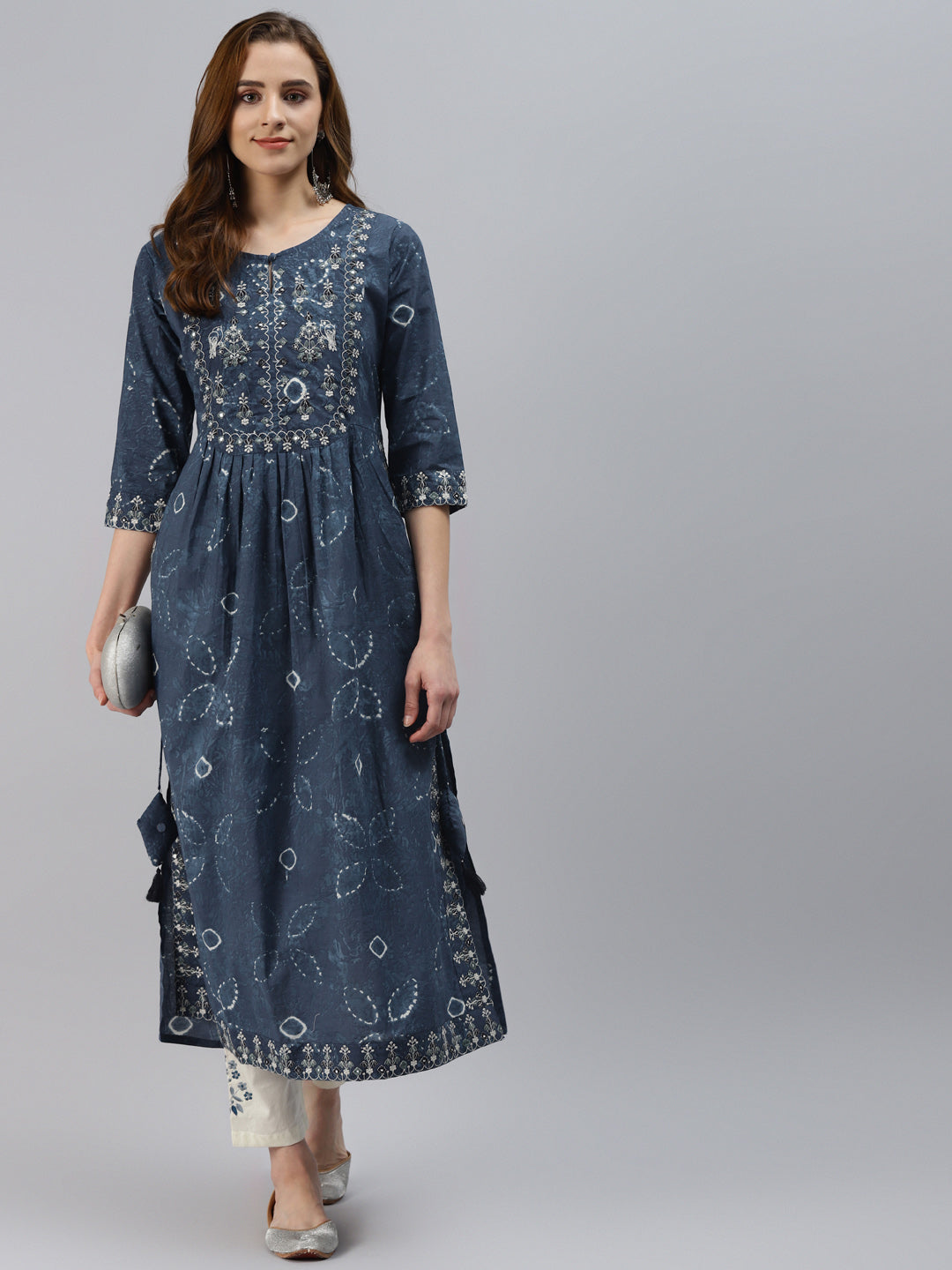 Women'S Blue Cotton Kurta Pant Set | LASVINI - Redefining Indian Fashion with Elegance