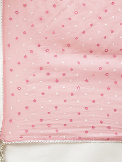 Women'S Pink Cotton A-Line Kurta Pant Set With Dupatta | LASVINI - Redefining Indian Fashion with Elegance