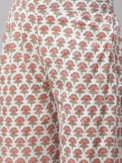 Women'S White Floral Anarkali Kurta Pant Set With Dupatta | LASVINI - Redefining Indian Fashion with Elegance