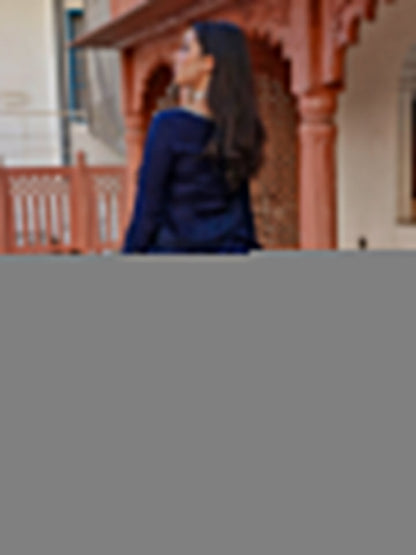 Women Navy Blue Embroidered Lehenga Dupatta Set | LASVINI - Redefining Indian Fashion with Elegance