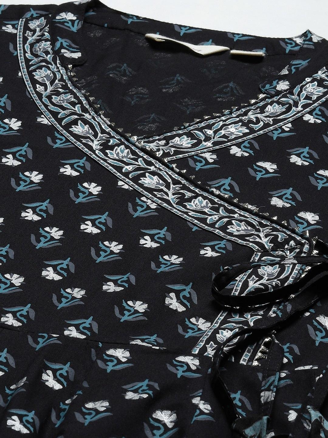 Black Anarkali Kurta Pant Set With Net Dupatta | LASVINI - Redefining Indian Fashion with Elegance