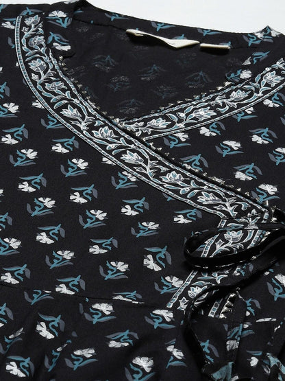 Black Anarkali Kurta Pant Set With Net Dupatta | LASVINI - Redefining Indian Fashion with Elegance