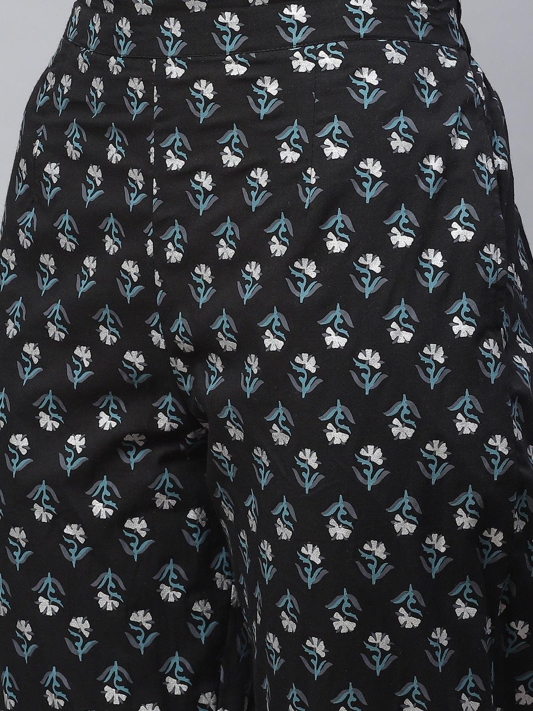 Black Anarkali Kurta Pant Set With Net Dupatta | LASVINI - Redefining Indian Fashion with Elegance